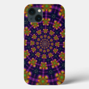 Royal Paars and Gold Kaleidoscope Pattern iPhone 13 Hoesje