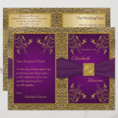 Royal Paars and Gold Medallion Wedding Programme (Voorkant / Achterkant)