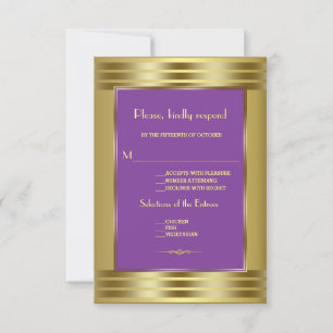 Royal Paars and Gold Wedding RSVP