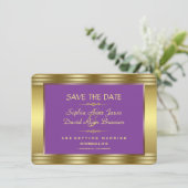 Royal Paars and Gold Wedding Save the Date (Staand voorkant)