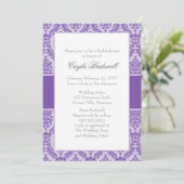 Royal Paars Damask Bridal Shower Kaart (Staand voorkant)