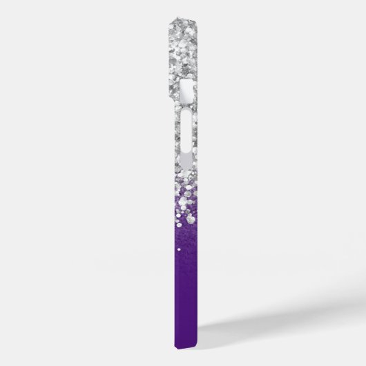 Royal Paars en Silver Glitter Glam Case-Mate iPhone Case (Achterkant / Links)