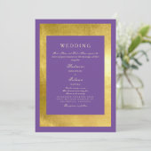 Royal Paars & Gold Indian Style Wedding Kaart (Staand voorkant)