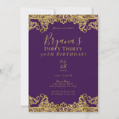 Royal Paars & Gold Lace Dirty 30 30th Birthday Kaart (Voorkant)