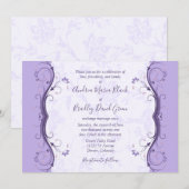 Royal Paars & Lavender Floral Wedding Invitation Kaart (Voorkant / Achterkant)