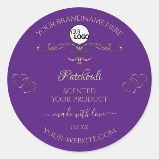 Royal Paars Product Labels  Hearts Voeg Logo toe (Voorkant)