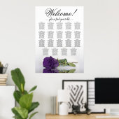 Royal Paars Roos 19 Table Wedding Seating Chart Poster (Thuiskantoor)