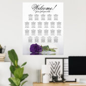 Royal Paars Roos 22 Table Wedding Seating Chart Poster (Thuiskantoor)