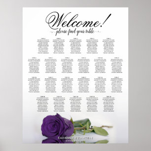 Royal Paars Roos 22 Table Wedding Seating Chart Poster