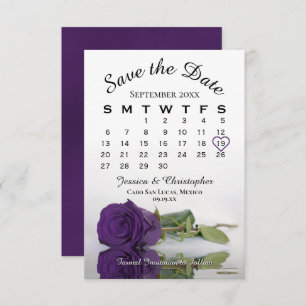 Royal Paars Roos Elegant Wedding Calendar Save The Date
