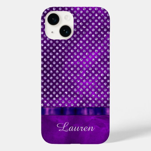Royal Paars Silver Gem - Gepersonaliseerd Case-Mate iPhone Case (Achterkant)