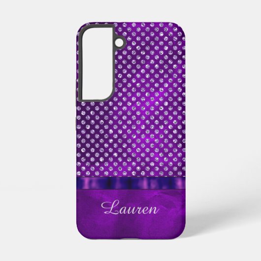 Royal Paars Silver Gem Pattern Samsung Galaxy Hoesje (Achterkant)