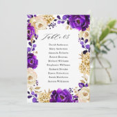 Royal Paars Violet Gold Botanical Seating Chart I Kaart (Staand voorkant)