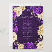 Royal Paars Violet Gold Botanical Seating Chart I Kaart (Achterkant)