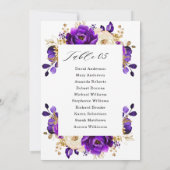 Royal Paars Violet Gold Botanical Seating Chart Kaart (Achterkant)