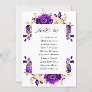 Royal Paars Violet Gold Botanical Seating Chart Kaart