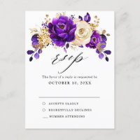 Royal Paars Violet Gold Botanical Weddenschap RSVP