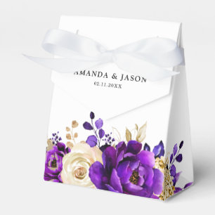 Royal Paars Violet Gold Floral Botanical Wedding Bedankdoosjes