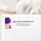 Royal Paars Violet Gold Floral Botanical Wedding Etiket (Insitu)