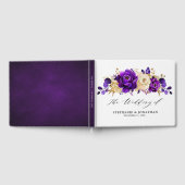 Royal Paars Violet Gold Floral Botanical Wedding Gastenboek (Volledig)