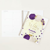 royal paars white bloemen gold planner (Display)