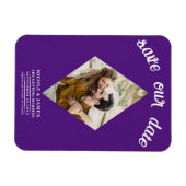 Royal Paarse Diamond Foto Bruiloft Save the Date Magneet (Horizontaal)