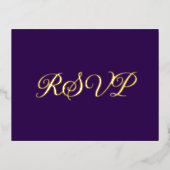 Royal Paarse Elegant Co-Starring Folie RSVP Card Folie Feestdagen Briefkaart (Voorkant)