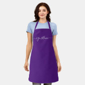 Royal paarse-elegant script schort (Gedragen)