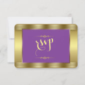 Royal Paarse en gouden bruiloft RSVP (Voorkant)