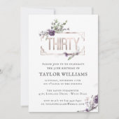 Royal Paarse | Floral  Folie Lijst Verjaardag Kaart (Voorkant)