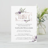 Royal Paarse | Floral  Folie Lijst Verjaardag Kaart (Staand voorkant)