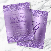 Royal Paarse Glitter Brushed Folie 80e verjaardag Kaart