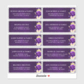 Royal Paarse Gold Floral Wedding Guest Address Sticker (Vel)