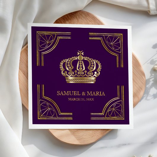 Royal Paarse Goud  Kroonbruiloft Servet