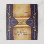 Royal Paarse & Gouden Drapes Scroll Trouwtafel (Buitenkant ongevouwen)