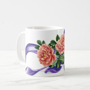 Royal Paarse lint & Floral bruiloft gunst Mok