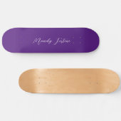 Royal Paarse Plain Elegant Minimalistische Kalligr Skateboard (Horizontaal)