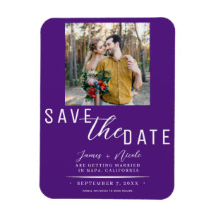 Royal Paarse Save the Date Foto Bruiloft Magneet