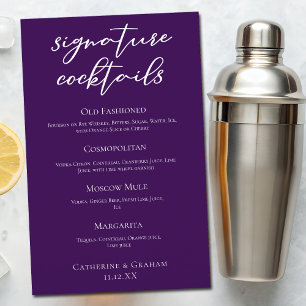 Royal Paarse Wedding Signature Cocktails Menu
