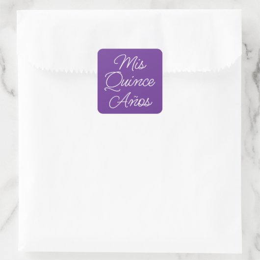 Royal Paarse White Modern Script Mis Quince Anos Vierkante Sticker (Tas)