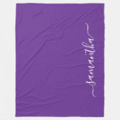 Royal Paarse Wit Elegant Script Handtekening Naam Fleece Deken (Voorkant)