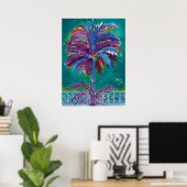 Royal Palm, affiche turquoise (Bureau à domicile)