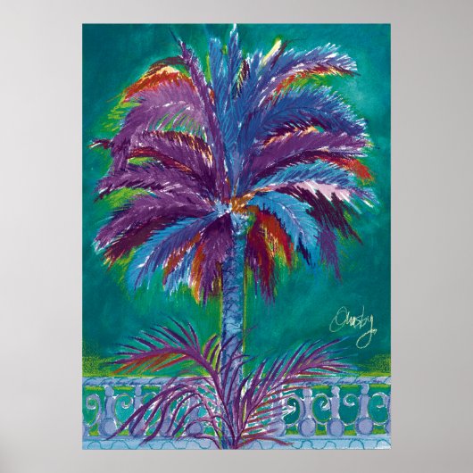 Royal Palm, blauwgroen poster (Voorkant)