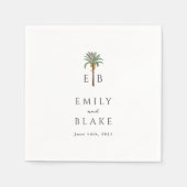 Royal Palm Tropical Classic Monogram Wedding Servet (Voorkant)
