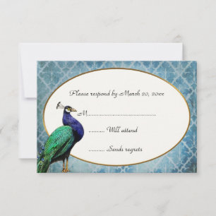 Royal Peacock Blue RSVP-kaart RSVP Kaartje