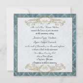 Royal Peacock Blue Wedding Invitation Kaart (Achterkant)