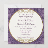 Royal Peacock Paars Wedding Invitation Kaart (Achterkant)