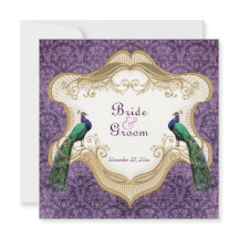 Royal Peacock Paars Wedding Invitation