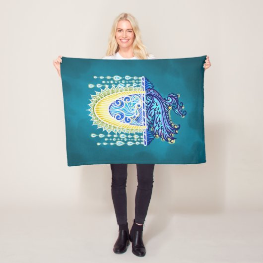 Royal Peacock Radiance Fleece Deken (In situ)