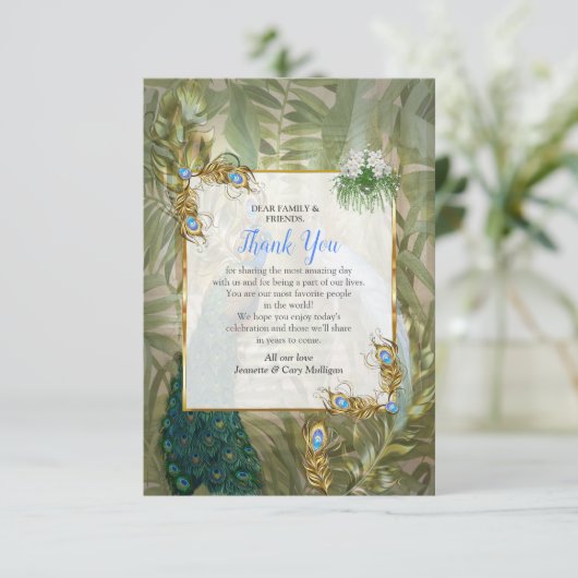 Royal Peacock Temple Dreams Dank u kaart (Staand voorkant)